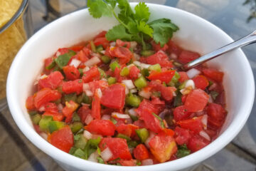 Fresh garden salsa can be used on chicken, tacos, or mixed with vegetables.