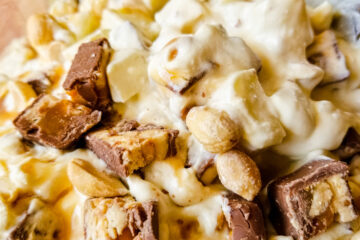 Top the salad with a drizzle of caramel sauce for a sweet treat!