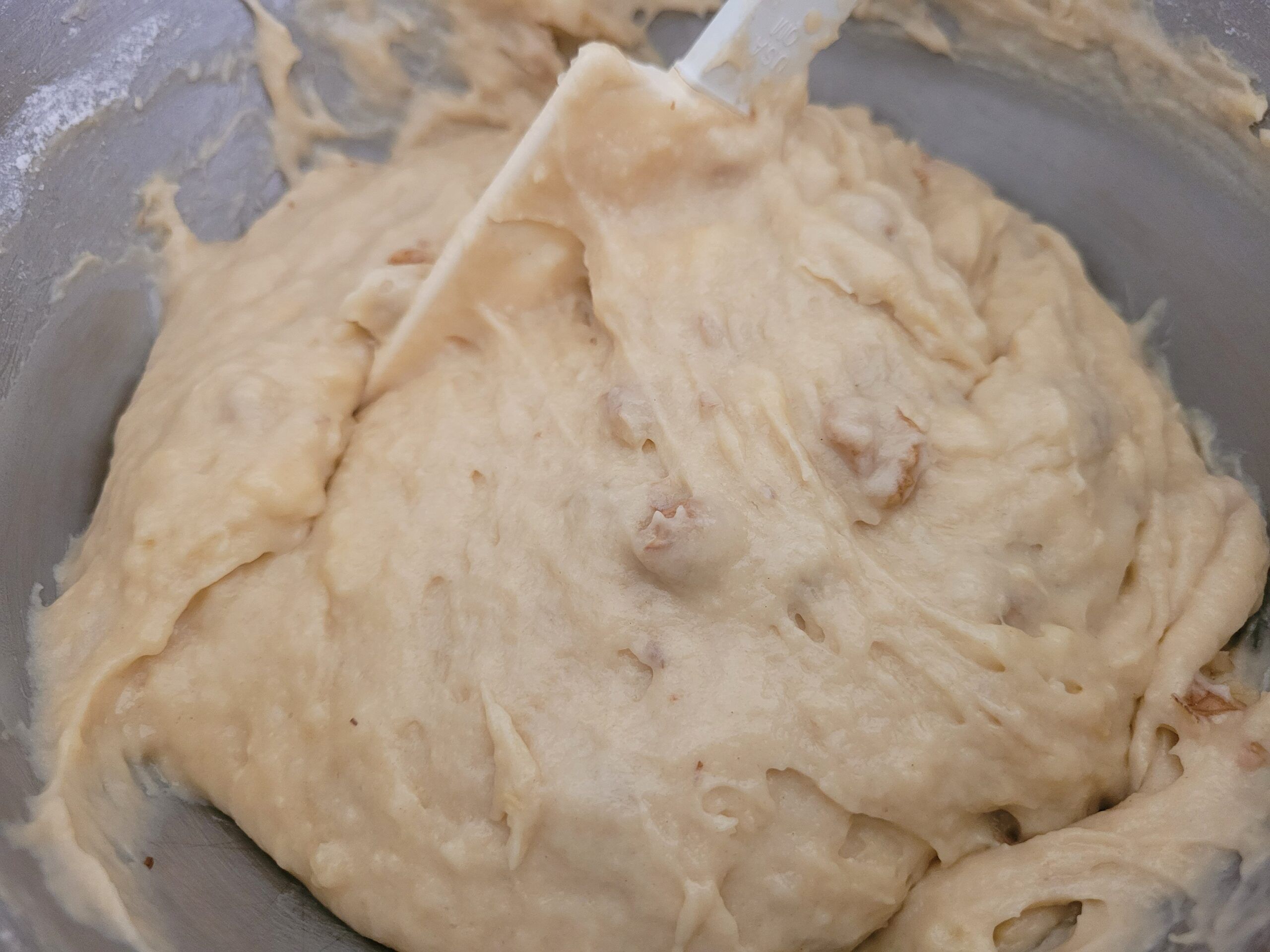 Walnuts in Banana Bread Batter Fold in the walnuts.