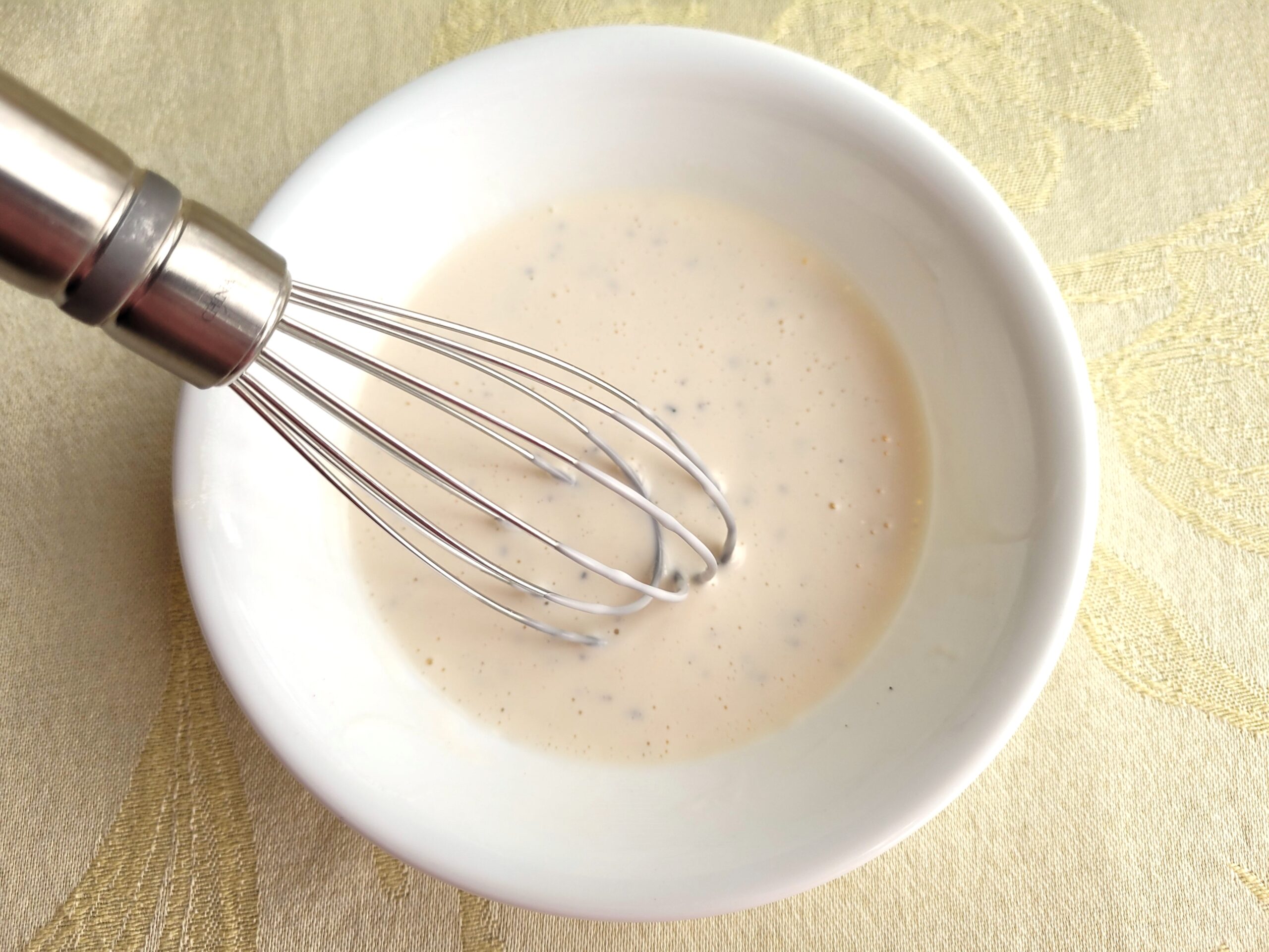 Pea Salad Dressing Combine mayonnaise, lemon juice, salt and pepper.