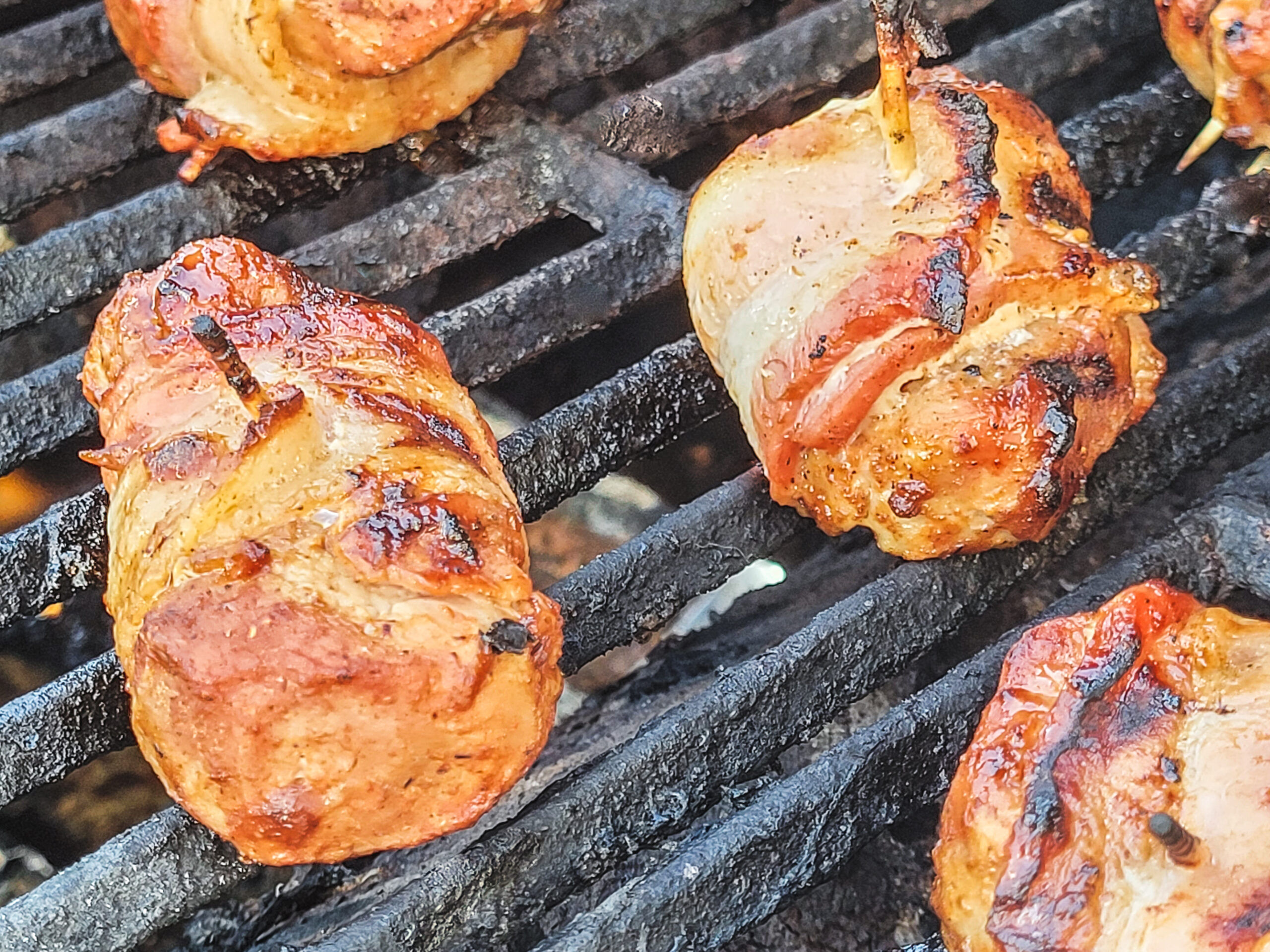 Grilling Bacon Wrapped Meats Grill the meats over medium low heat.