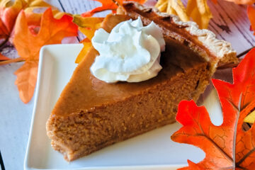 Pumpkin pie is a favorite dessert recipe at Thanksgiving and Christmas.