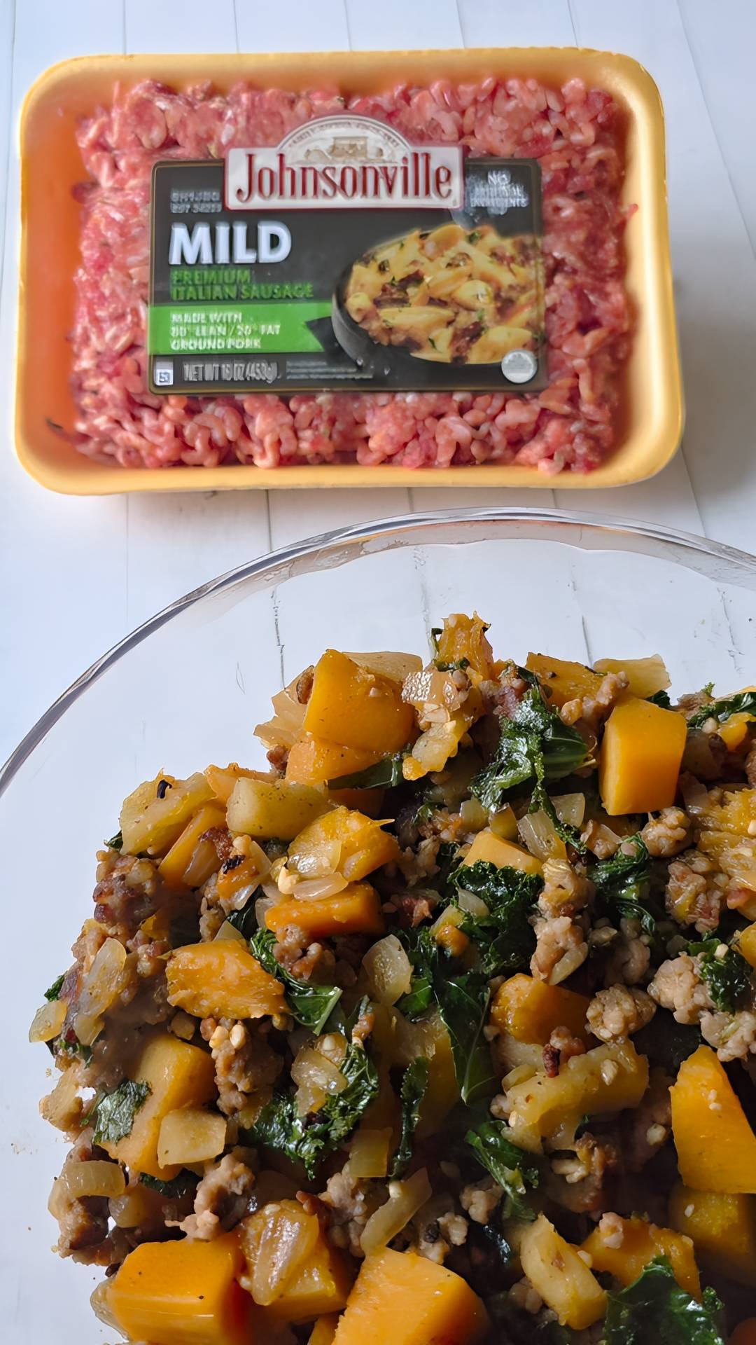 #ad Dinner in thirty minutes with only one pan to wash is my kind of weeknight win! 

Johnsonville Ground Italian Sausage adds protein and plenty of flavor, so this skillet tastes like it took far more effort than it did. 🤭

Here is how my 30 Minute Sausage and Butternut Squash Skillet comes together:

Brown the Johnsonville sausage first, then remove it and set aside. Use the same pan to saute cubed butternut squash and diced onion until the squash carmelizes a bit on the edges. Add a diced Granny Smith apple, garlic, and sage, then pour in chicken broth, some apple cider, and a spoonful of Dijon. 

Cover and simmer until the squash is fork tender, about ten minutes. Stir the sausage back in with a few handfuls of chopped kale and cook until the kale wilts and the liquid reduces.

Sweet apple, savory sausage, and a little tang from the mustard make every bite balanced. @johnsonville comes through yet again to make weeknight cooking easy but delicious!

Save this one for the next night you need a full meal on the table fast.
.
.
.
@Johnsonville #IChooseSausage #SausageForDinner #Johnsonville #OnePanDinner